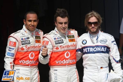Hamilton, Alonso y Heidfeld